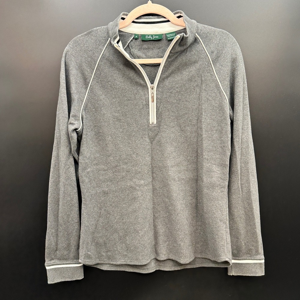 Bobby Jones Mens Gray Pima Cotton Quarter Zip Pullover Sweater Size M